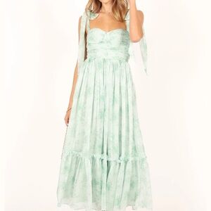 Petal & Pup Mint Green Strapless Tie-Shoulder Maxi Dress